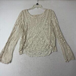 Rewind shirt sz L/Xl  Ivory Floral Crochet Lace romantic feminine Victorian